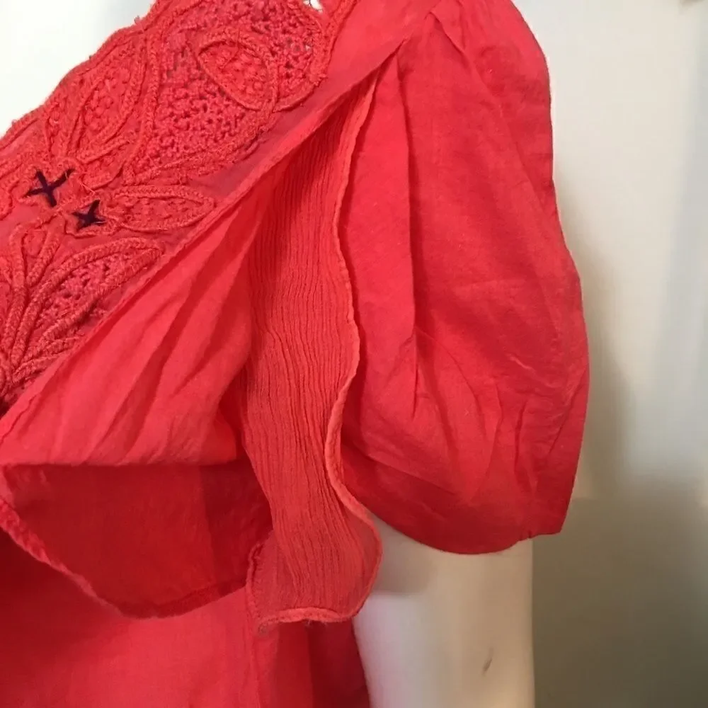 Free People Embroidered slit sleeve Top‎